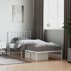 Metal Bed Frame without Mattress with Headboard White 90 cm 190 cm