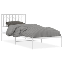 Metal Bed Frame without Mattress with Headboard White 90 cm 200 cm