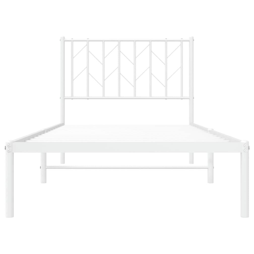 Metal Bed Frame without Mattress with Headboard White 90 cm 200 cm