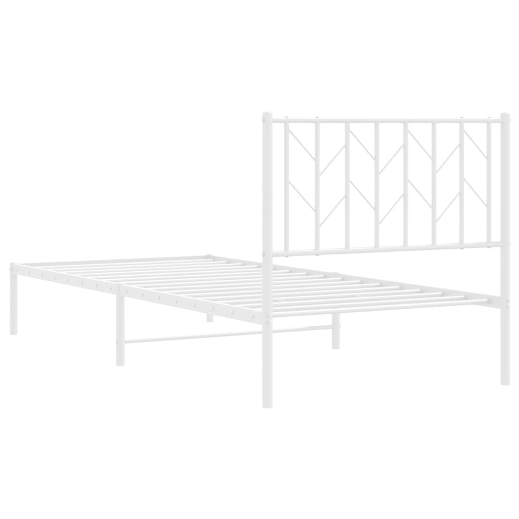 Metal Bed Frame without Mattress with Headboard White 90 cm 200 cm