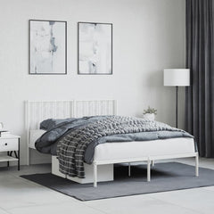 Metal Bed Frame without Mattress with Headboard White 140 cm 190 cm