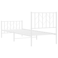 vidaXL Metal Bed Frame without Mattress with Footboard White 80x200cm 6