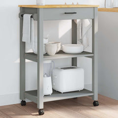 Kitchen Trolley MONZA Solid Wood Pine Grey 60 x 40 x 88.5 cm