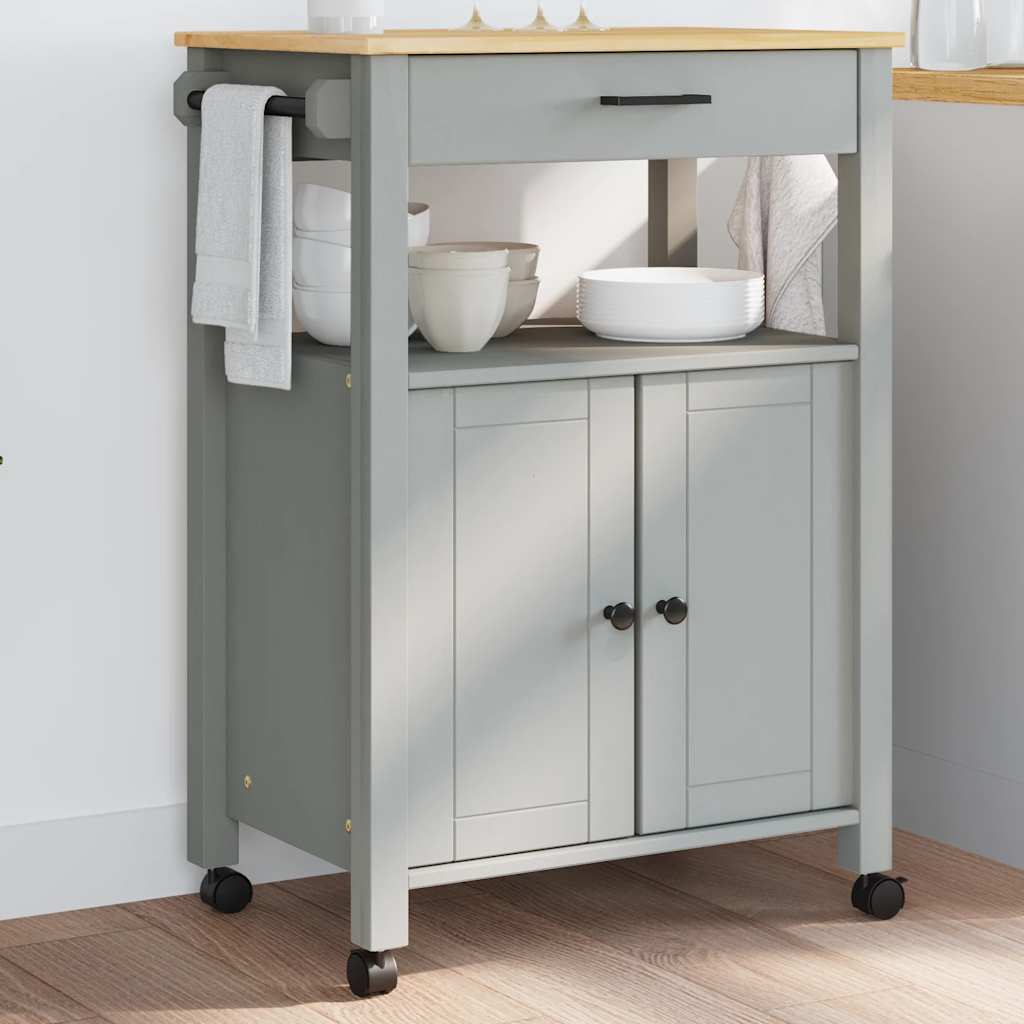 Kitchen Trolley "MONZA" 60x40x88,5 cm Solid Wood Pine Grey 60 x 40 x 88.5 cm