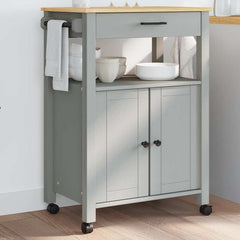 Kitchen Trolley "MONZA" 60x40x88,5 cm Solid Wood Pine Grey 60 x 40 x 88.5 cm