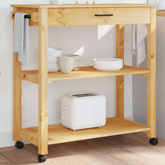 Kitchen Trolley MONZA Solid Wood Pine Brown 84 x 40 x 88.5 cm