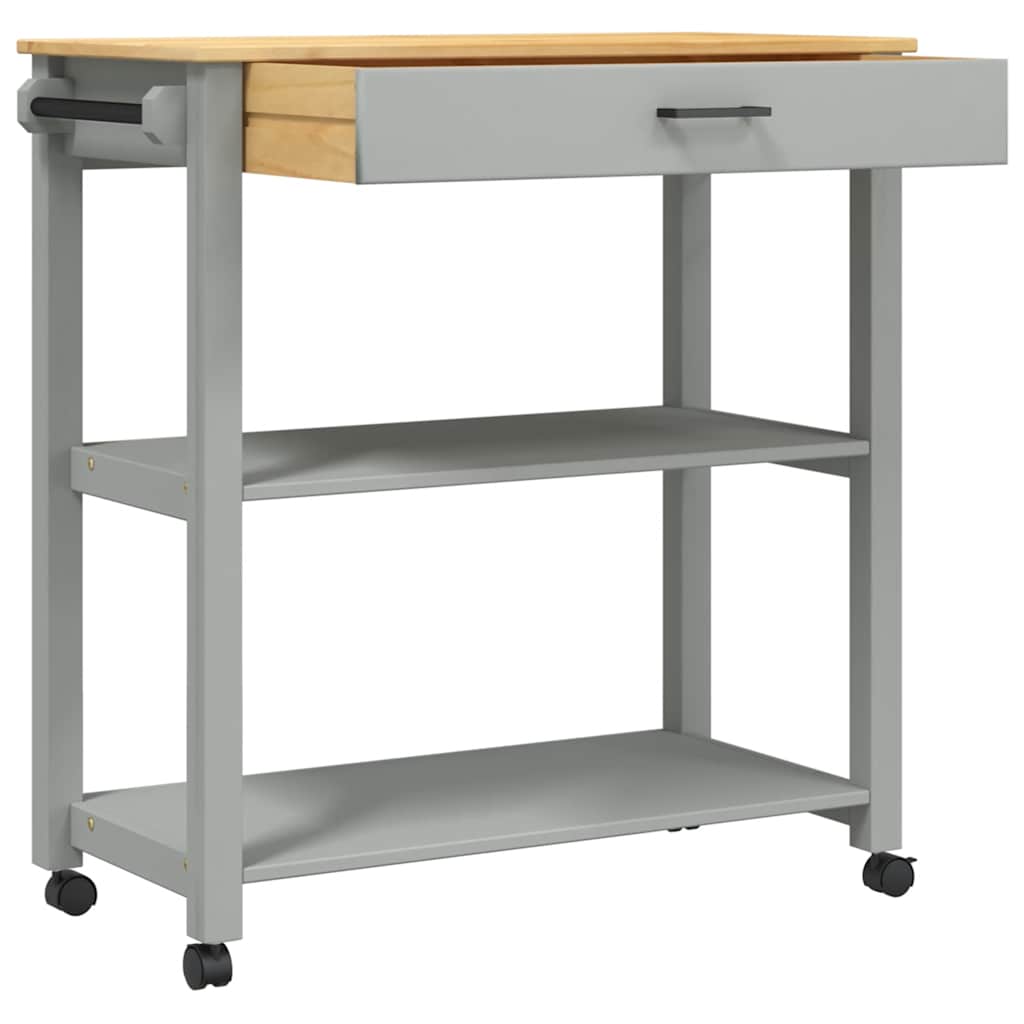 Kitchen Trolley MONZA Solid Wood Pine Grey 84 x 40 x 88.5 cm