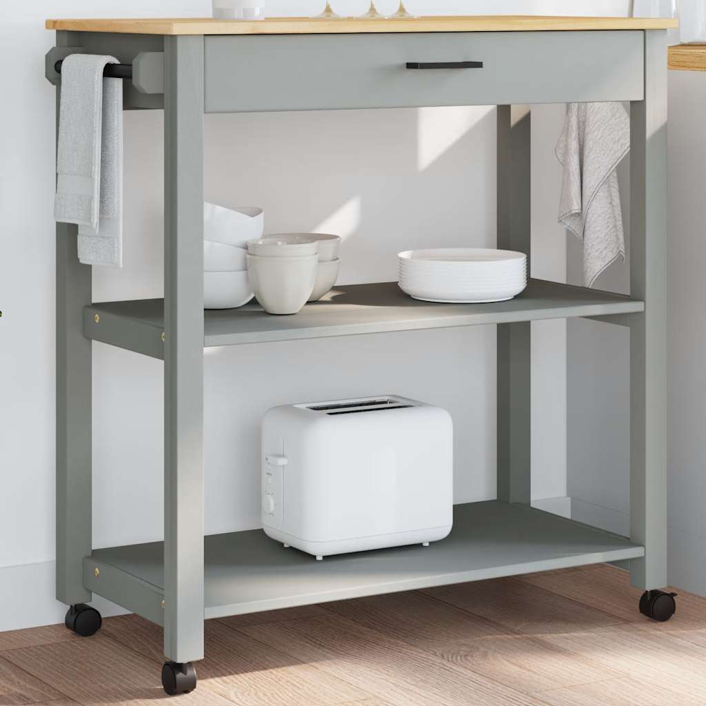 Kitchen Trolley MONZA Solid Wood Pine Grey 84 x 40 x 88.5 cm