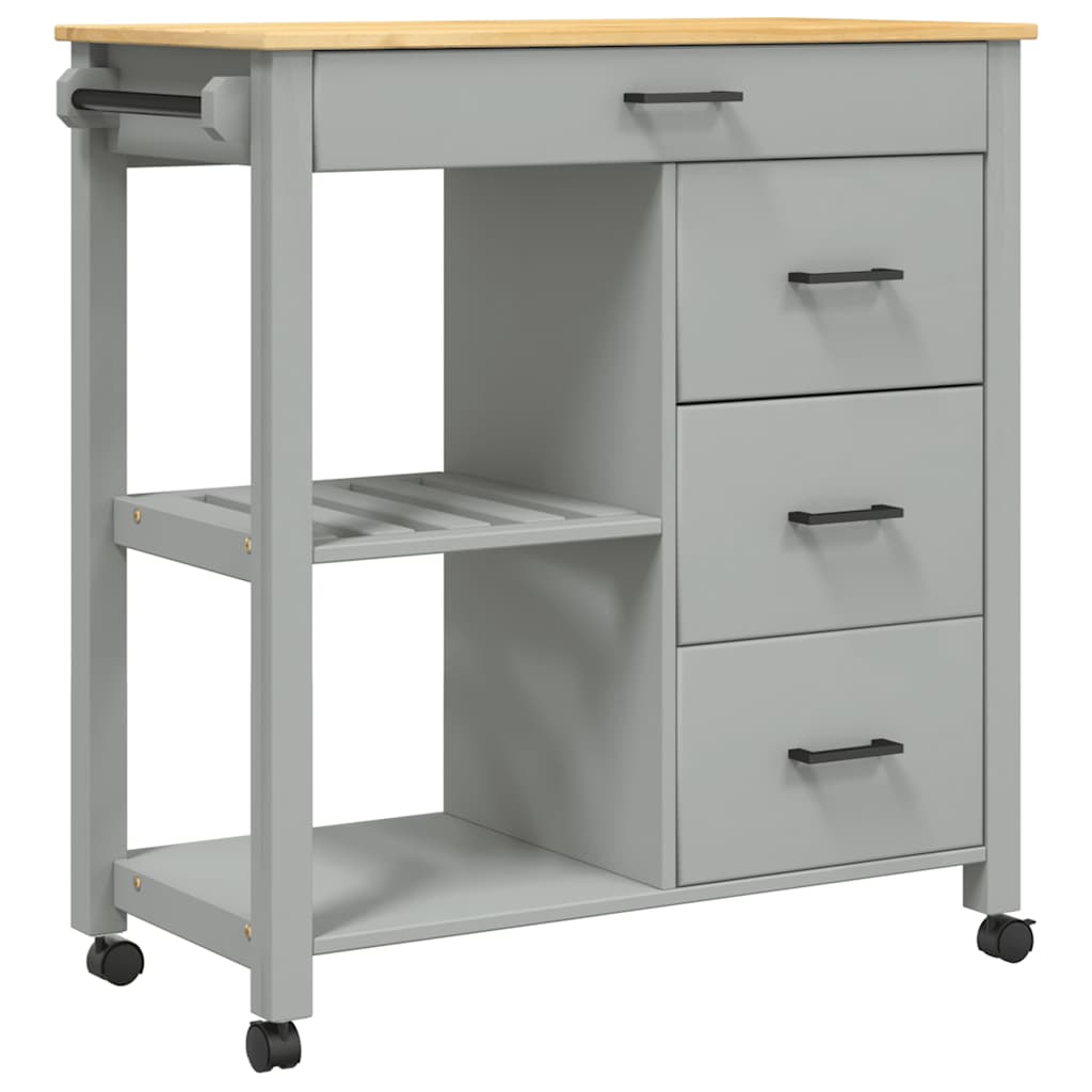 Kitchen Trolley MONZA 84x40x88.5 cm Solid Wood Pine Grey