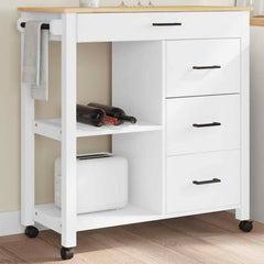 Kitchen Trolley MONZA 84x40x88.5 cm Solid Wood Pine White