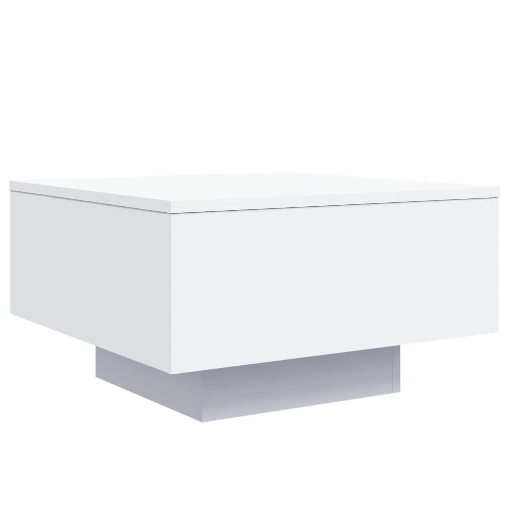 vidaXL Coffee Table with LED Lights White 55x55x31 cm 3