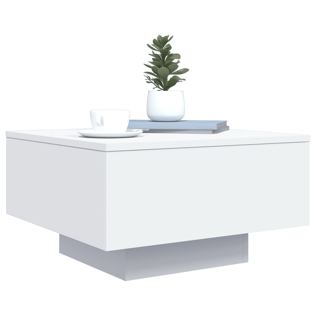 vidaXL Coffee Table with LED Lights White 55x55x31 cm 6