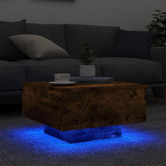 vidaXL Coffee Table with LED Lights Smoked Oak 55x55x31 cm 4