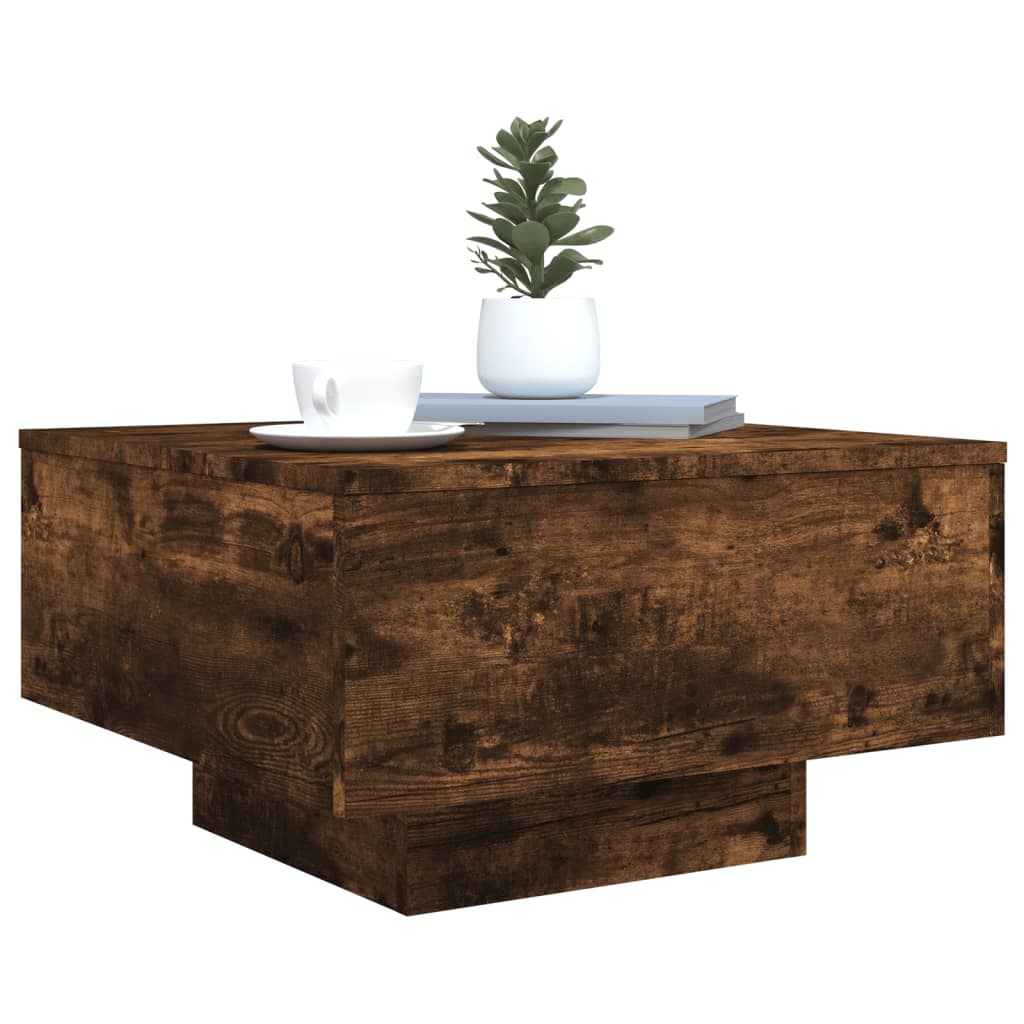 vidaXL Coffee Table with LED Lights Smoked Oak 55x55x31 cm 6