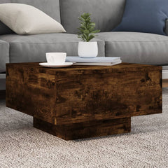 vidaXL Coffee Table with LED Lights Smoked Oak 55x55x31 cm 1