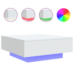 vidaXL Coffee Table with LED Lights White 80x80x31 cm 2