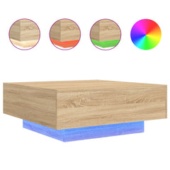 vidaXL Coffee Table with LED Lights Sonoma Oak 80x80x31 cm 2