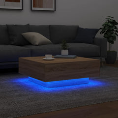 vidaXL Coffee Table with LED Lights Sonoma Oak 80x80x31 cm 4