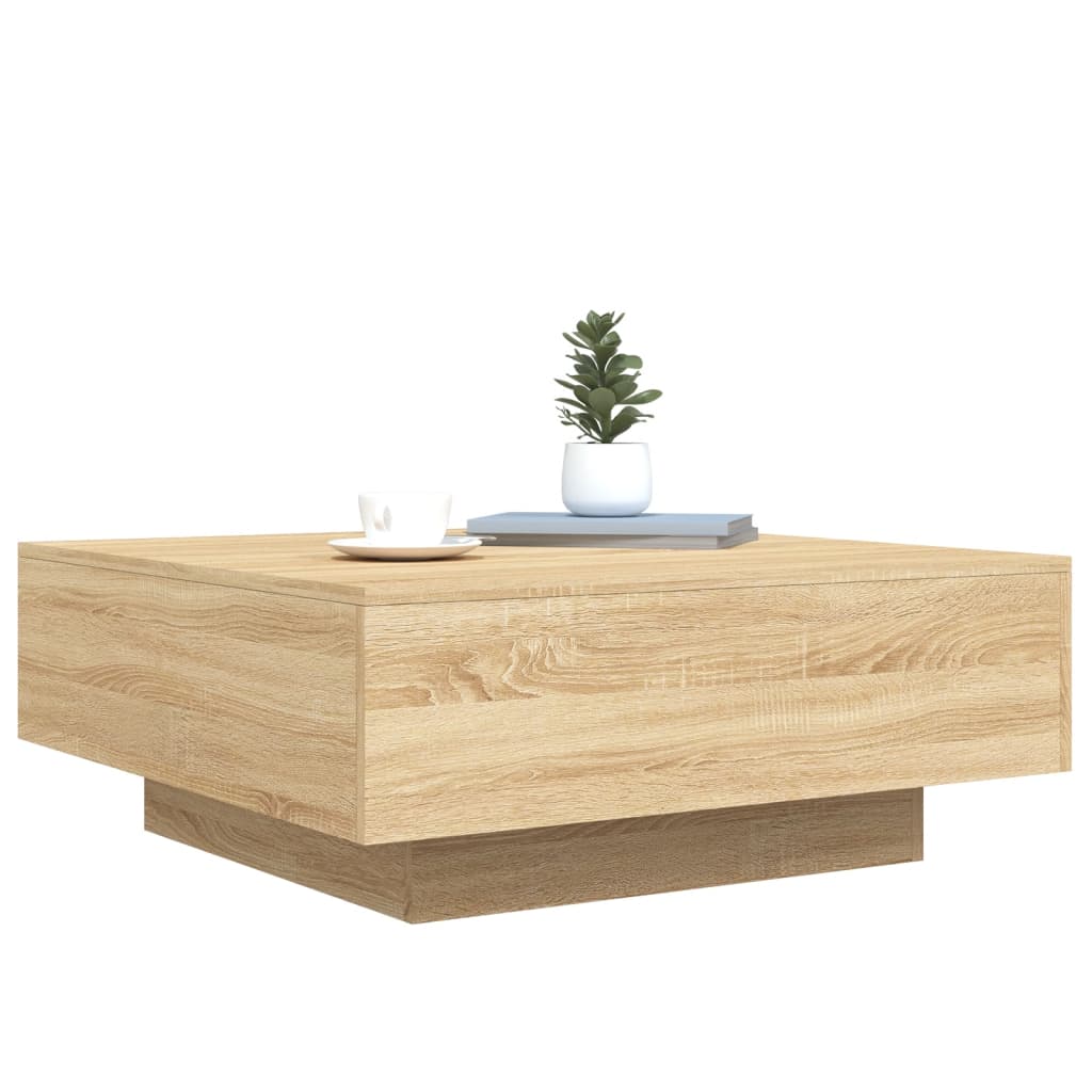 vidaXL Coffee Table with LED Lights Sonoma Oak 80x80x31 cm 6