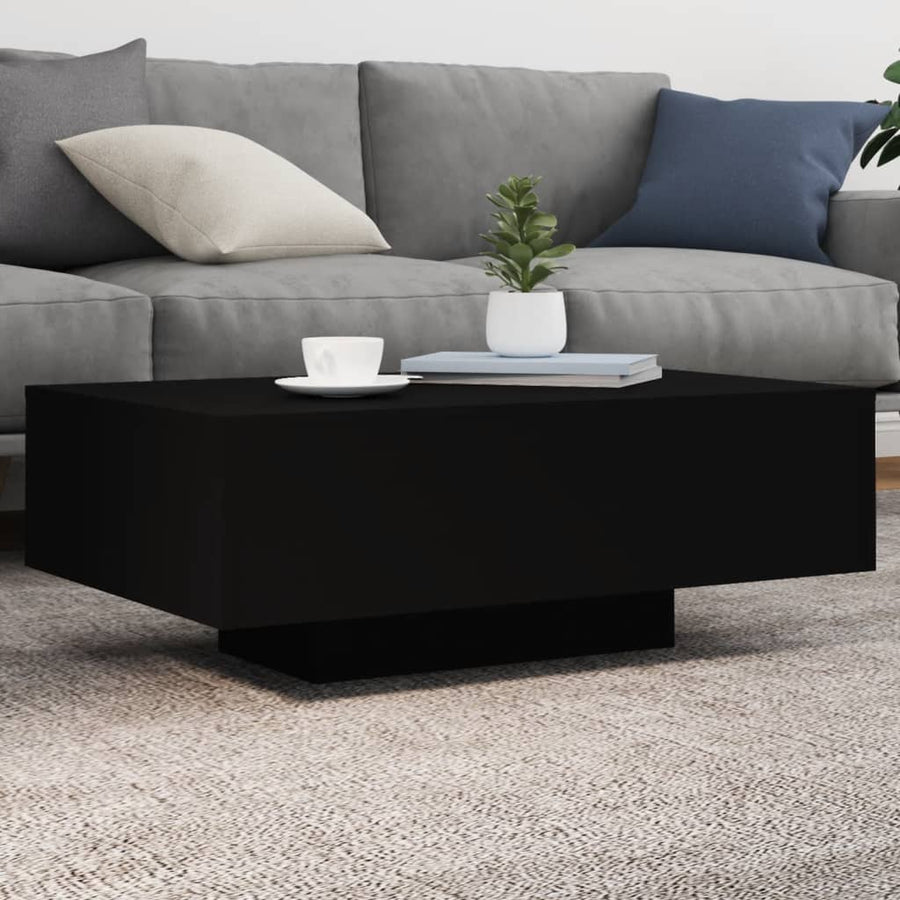 vidaXL Coffee Table with LED Lights Black 85x55x31 cm 1