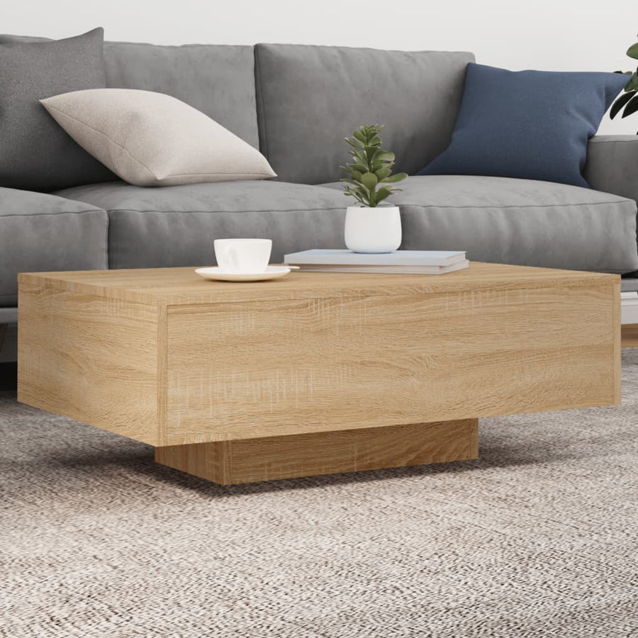 vidaXL Coffee Table with LED Lights Sonoma Oak 85x55x31 cm 1