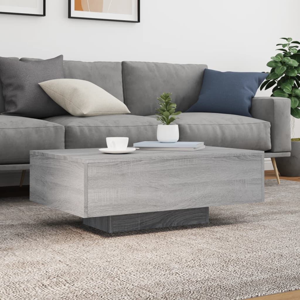 vidaXL Coffee Table with LED Lights Grey Sonoma 85x55x31 cm 4