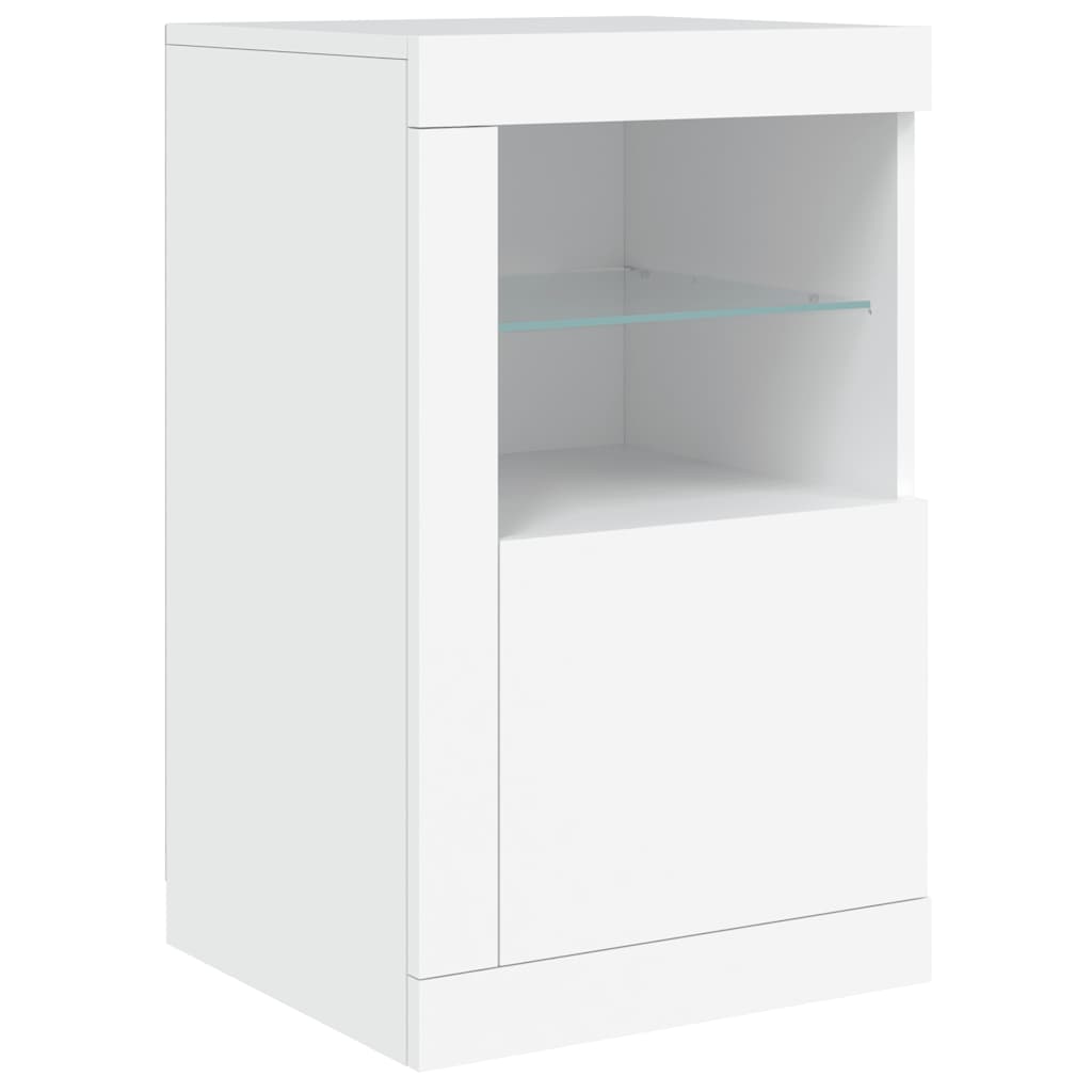 Side Cabinet with LED Lights Engineered Wood