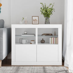 Side Cabinet with LED Lights Engineered Wood