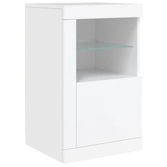 Side Cabinets with LED Lights 2 pcs White Engineered Wood, image 6