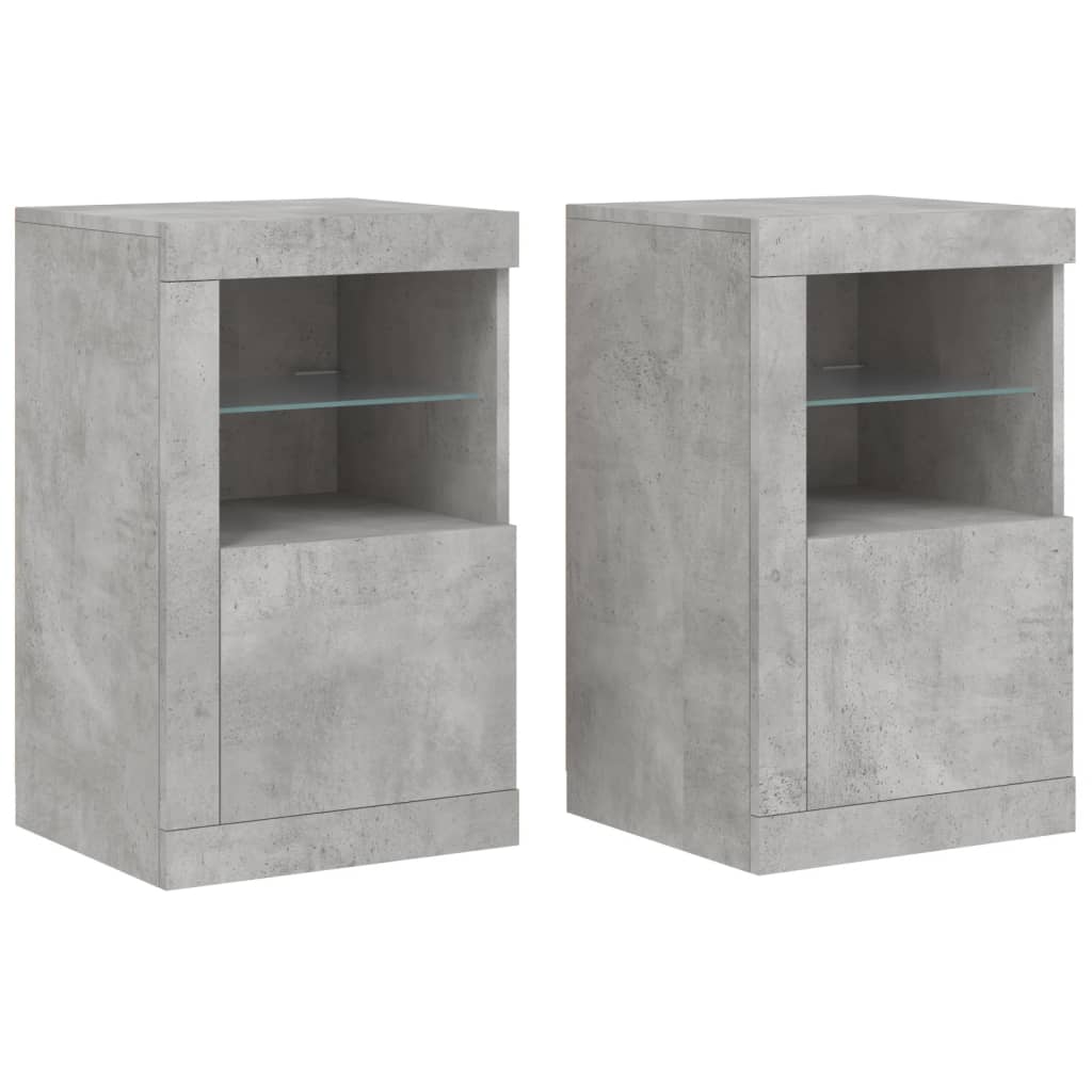Side Cabinet with LED Lights Engineered Wood