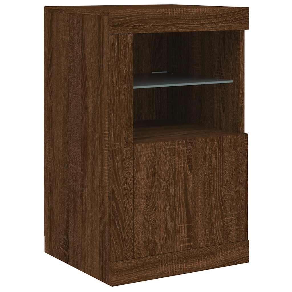 vidaXL Side Cabinet with LED Lights Brown Oak Engineered Wood 2