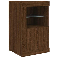 vidaXL Side Cabinet with LED Lights Brown Oak Engineered Wood 2