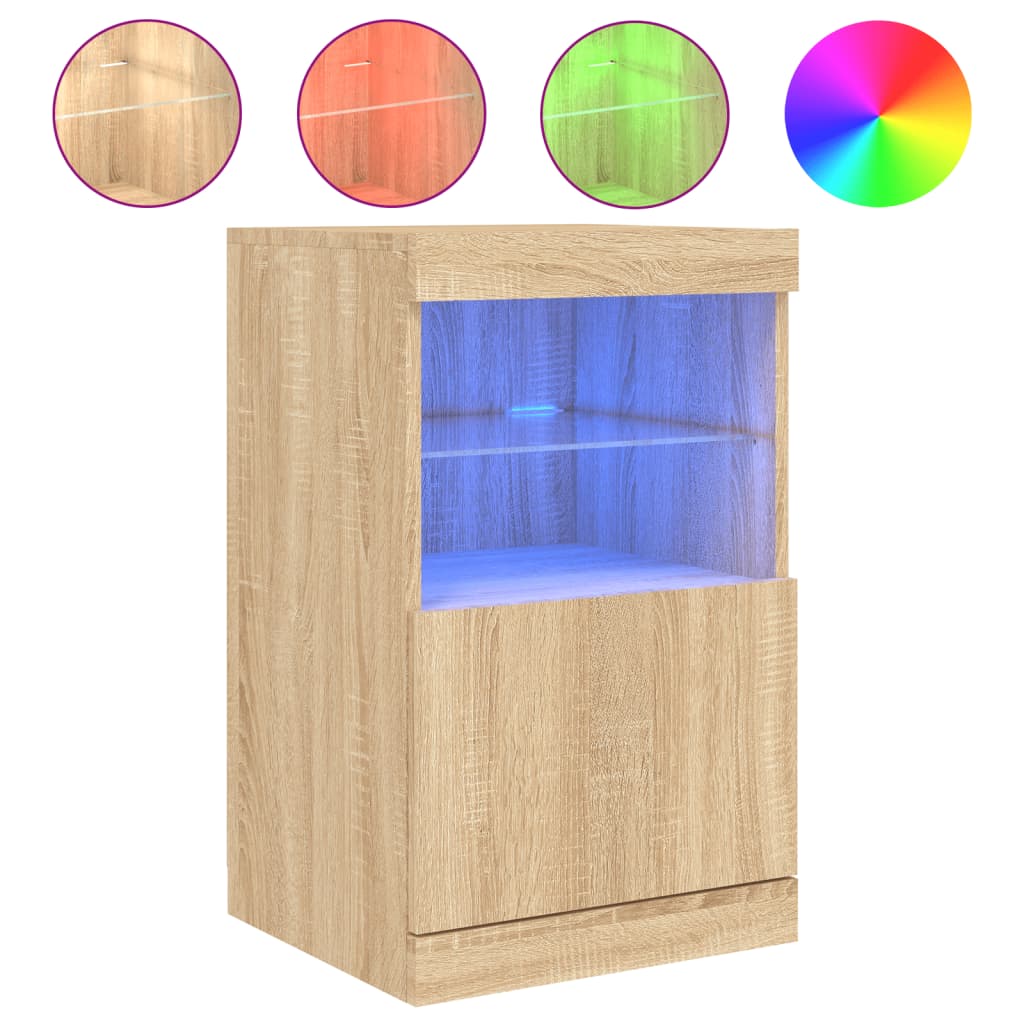 Sideboard with LED Lights 41x37x67 cm Sonoma oak