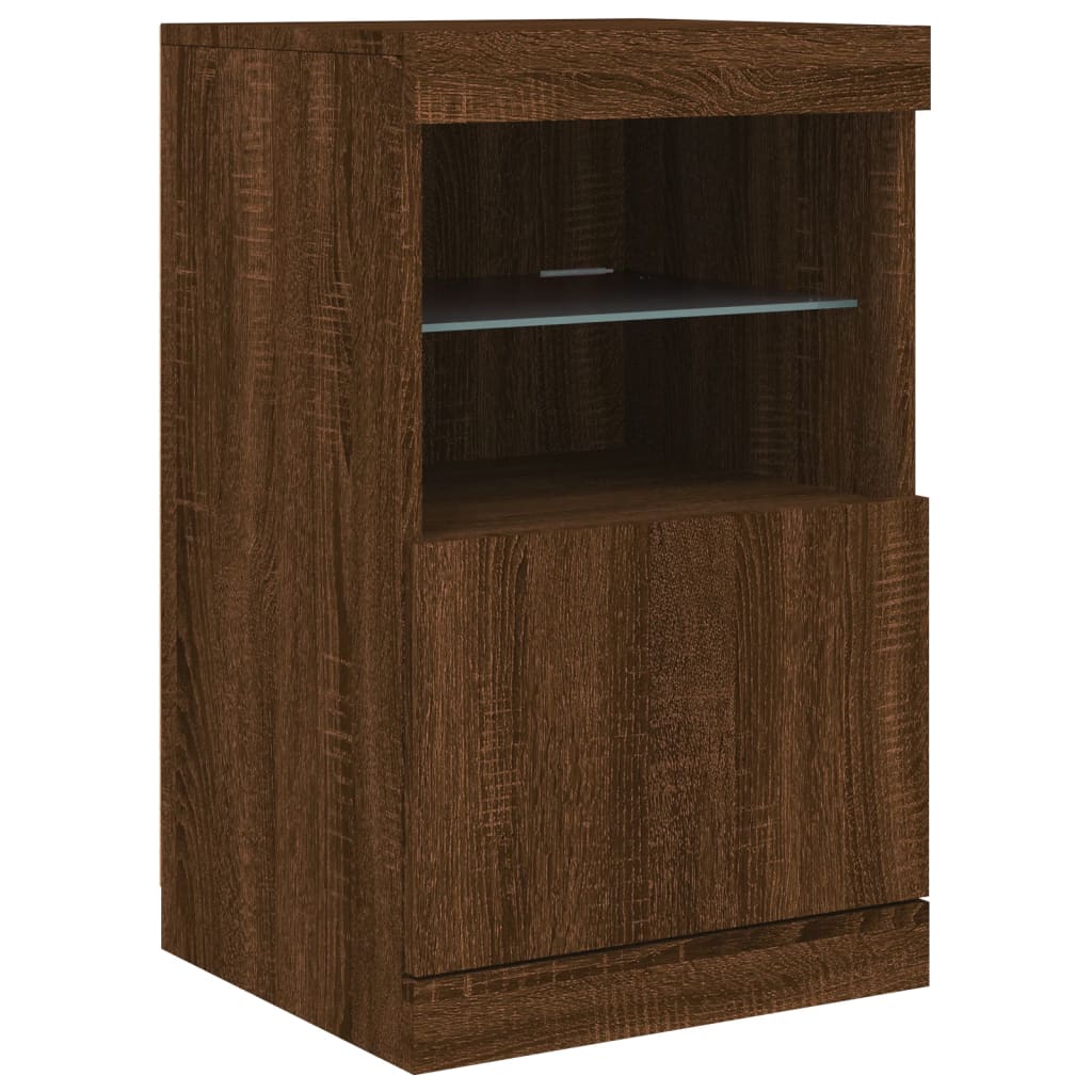 vidaXL Sideboard with LED Lights Brown Oak 41x37x67 cm 3