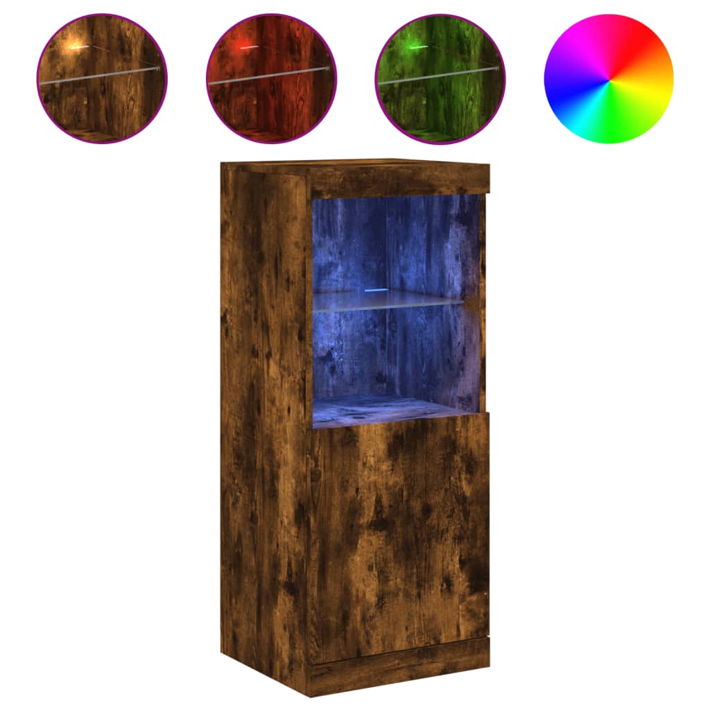 vidaXL Sideboard with LED Lights Smoked Oak 41x37x100 cm 2