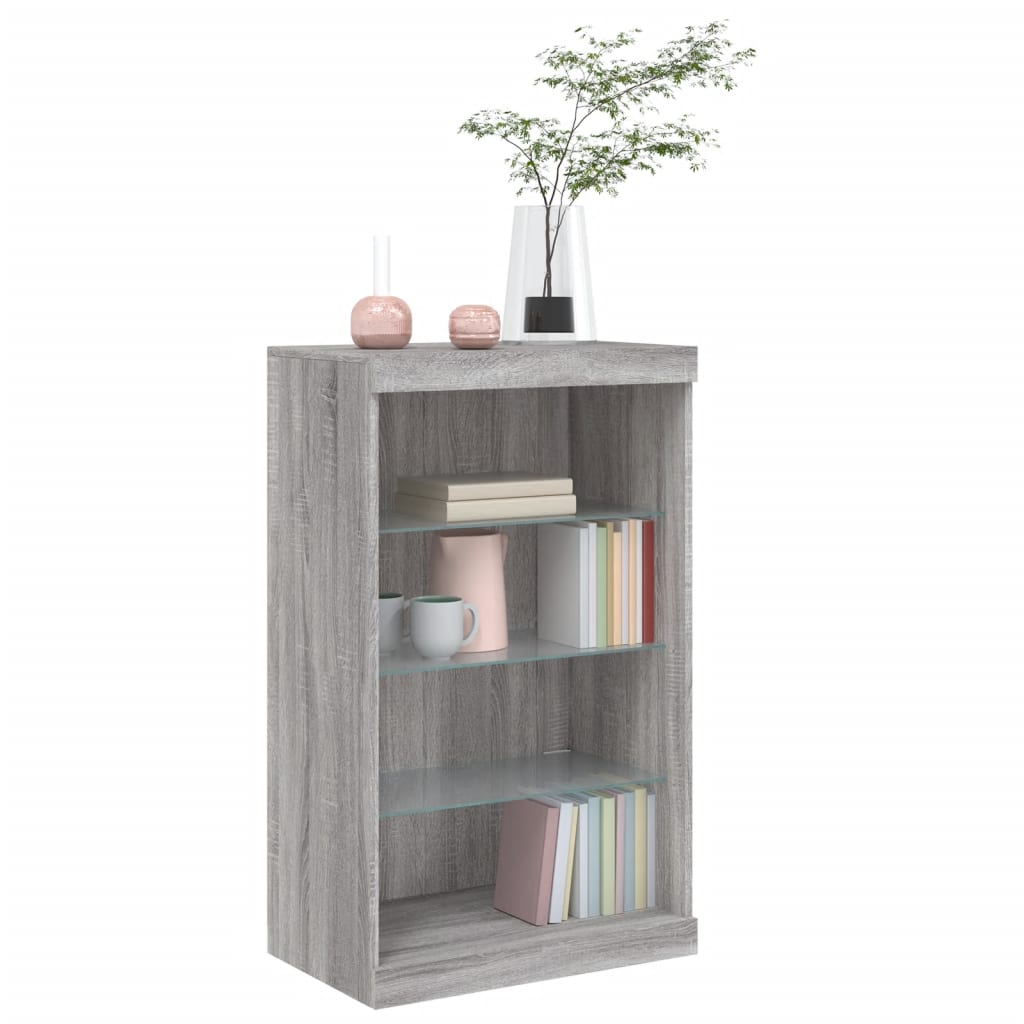 vidaXL Sideboard with LED Lights Grey Sonoma 60.5x37x100 cm 5