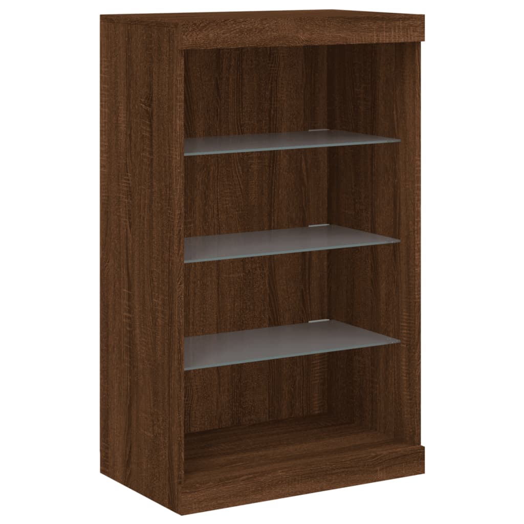 vidaXL Sideboard with LED Lights Brown Oak 60.5x37x100 cm 3