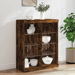 Sideboard with LED Lights 81x37x100 cm Smoked oak