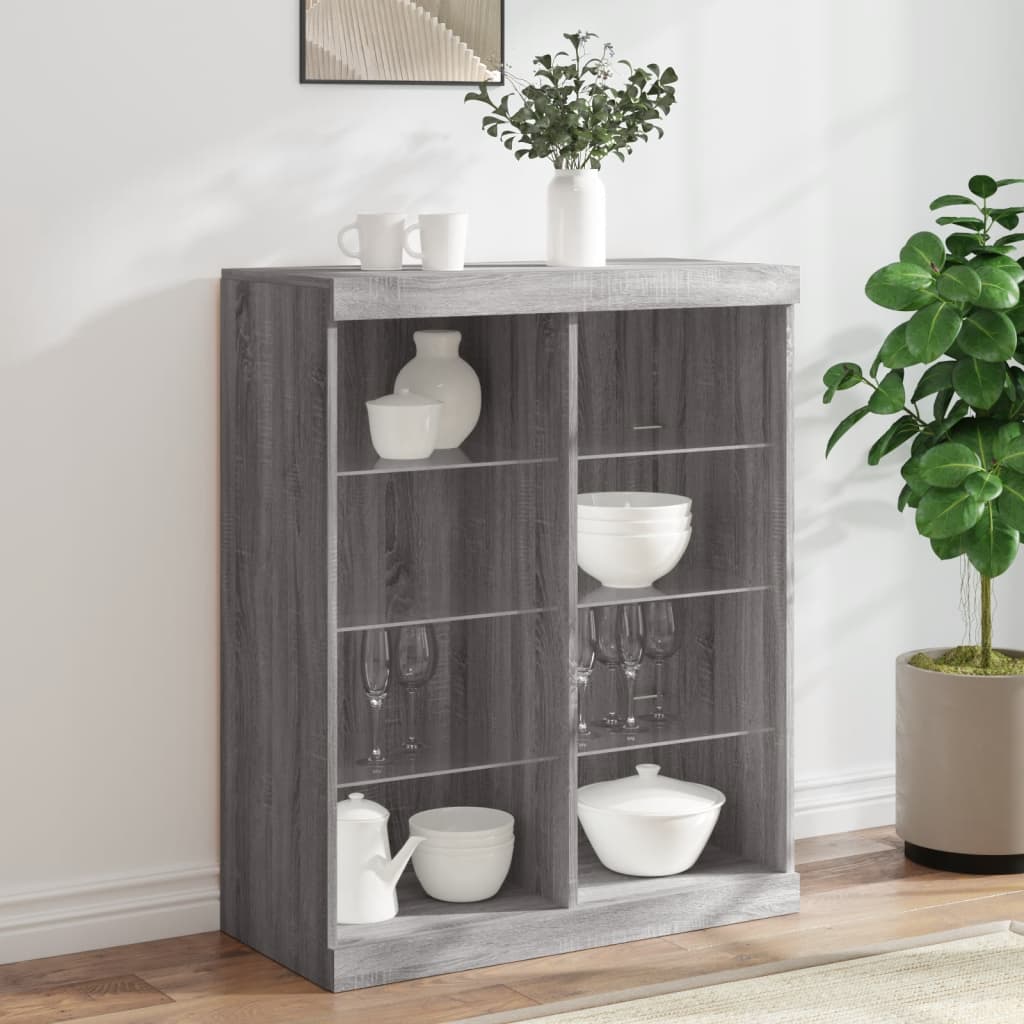 Sideboard with LED Lights 81x37x100 cm Grey sonoma