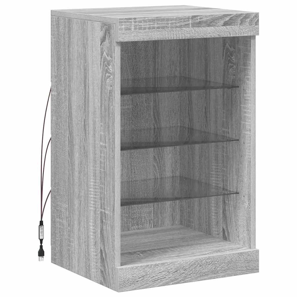 vidaXL Sideboard with LED Lights Grey Sonoma 41x37x67 cm 3