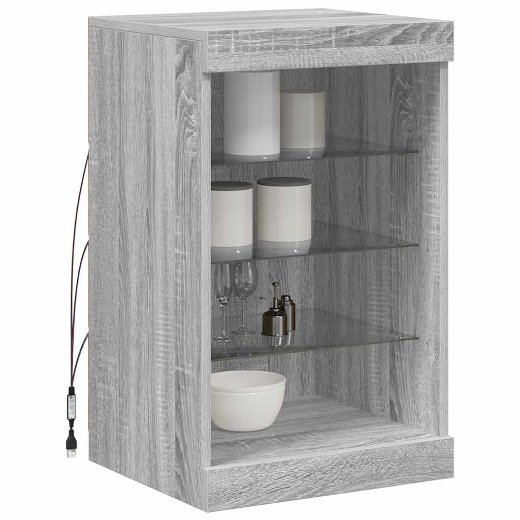 vidaXL Sideboard with LED Lights Grey Sonoma 41x37x67 cm 5