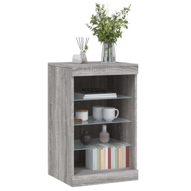 Sideboard with LED Lights Grey Sonoma 41x37x67 cm