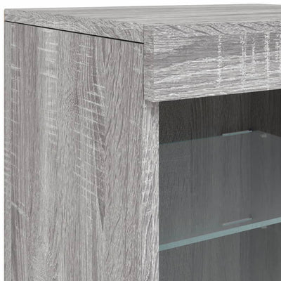 Sideboard with LED Lights Grey Sonoma 41x37x67 cm