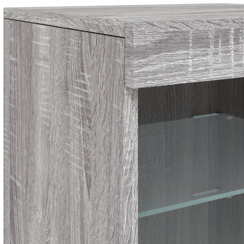 Sideboard with LED Lights Grey Sonoma 41x37x67 cm