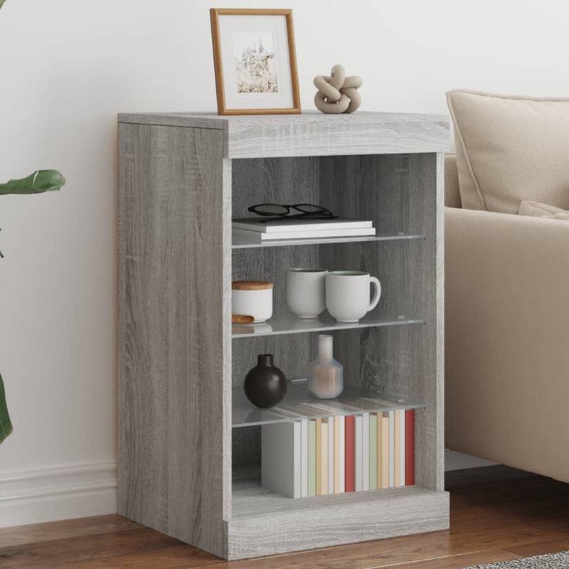 Sideboard with LED Lights Grey Sonoma 41x37x67 cm