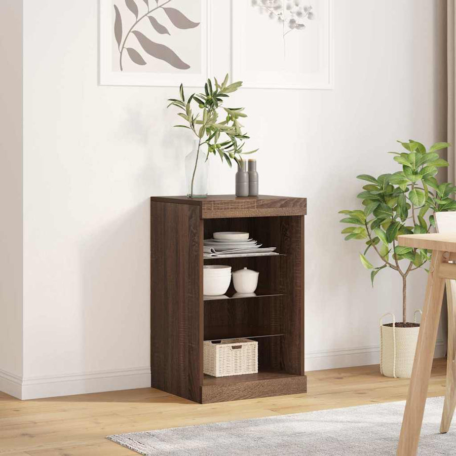 vidaXL Sideboard with LED Lights Brown Oak 41x37x67 cm 1