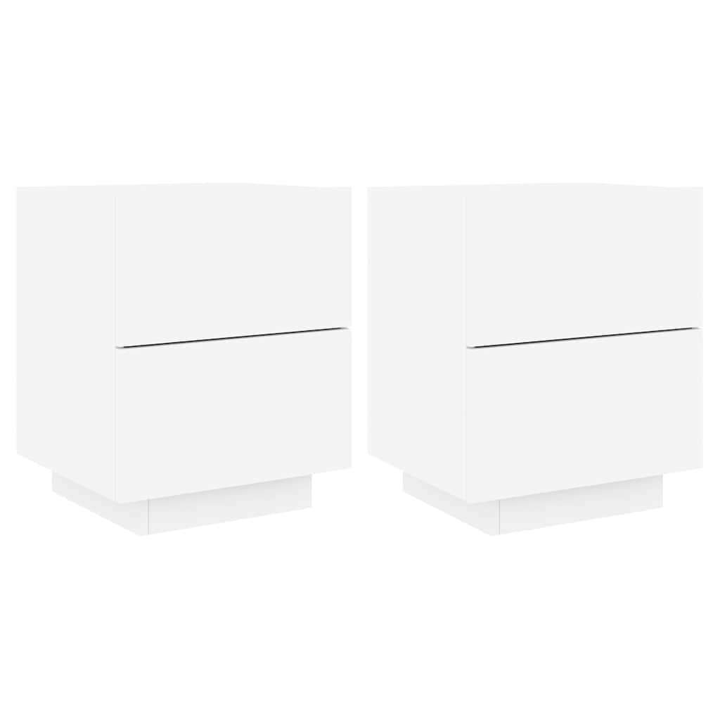 vidaXL Bedside Cabinets with LED Lights 2 pcs White Engineered Wood 2