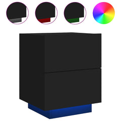 vidaXL Bedside Cabinets with LED Lights 2 pcs Black Engineered Wood 5