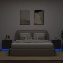 vidaXL Bedside Cabinets with LED Lights 2 pcs Black Engineered Wood 1
