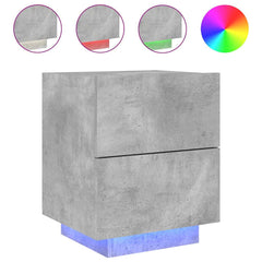 vidaXL Bedside Cabinet with LED Lights Concrete Grey Engineered Wood 2